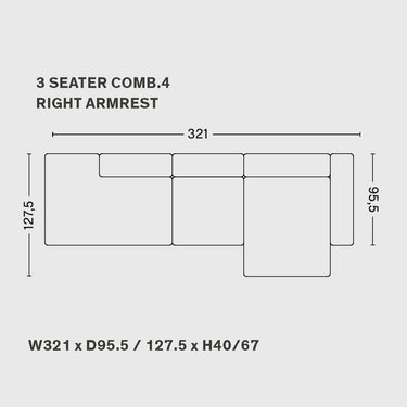 Hay - Mags Sofa - 3 Seater - Low Armrest - Combination 4