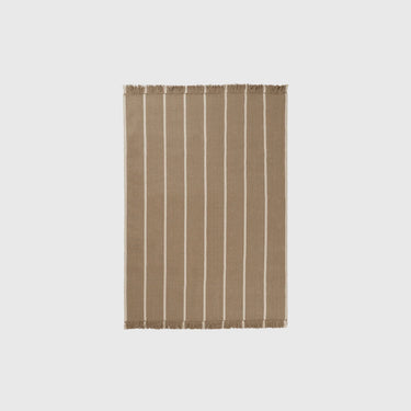 Woven striped flat rig on a light grey background.