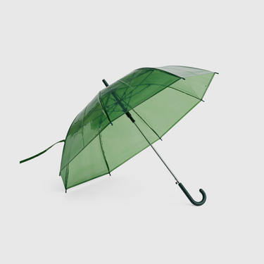 Green transparent umbrella on a white background