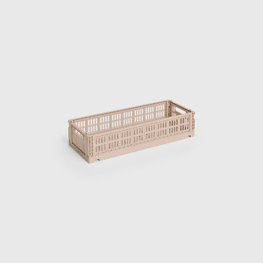 Hay - Mini Colour storage Crate for organising - Oblong - Powder Pink - side view