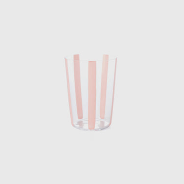 The Conran Shop - Nova Stripe Glasses 500ml ( Set of 4) - Pink single glass on white background