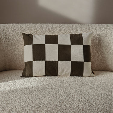 Ferm Living - Fold Patchwork Cushion - Dark Olive / Undyed
