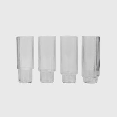 Ferm Living - Ripple Long Drink Glasses ( set of 4 ) - Ferm Living - Homeware