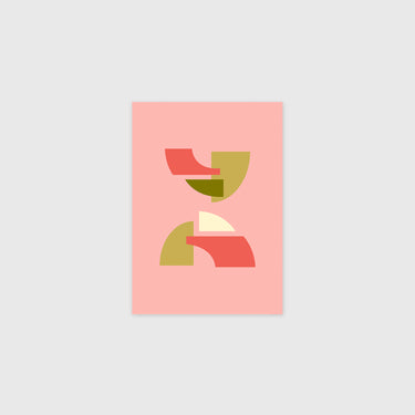 Iyouall - Broken Glyph Form Greeting Card - Warm Pink