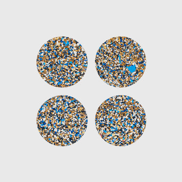 Yod & Co - Round Speckled Cork Coasters (Set of 4) - Blue