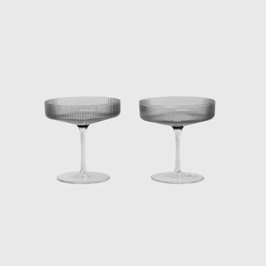 Ferm Living - Ripple Champagne Saucer ( Set of 2 ) - Smoked Grey - Ferm Living - Kitchenware