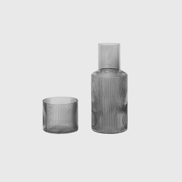 Ferm Living - Ripple Carafe Set - Small - Smoked Grey - Ferm Living - Kitchenware