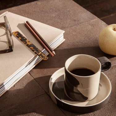Ferm Living - Flod Tiles Cafe Table - Moka /  Black