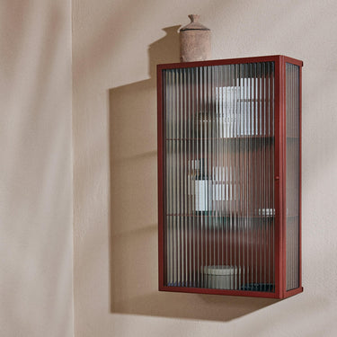 Ferm Living - Haze Wall Cabinet - Reeded Glass - Oxide Red