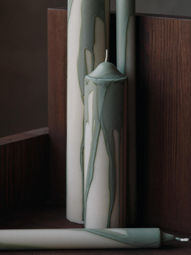 Ferm Living - Dryp Pillar Candles - Medium - Tea Green