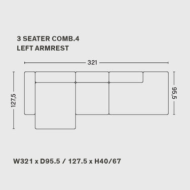 Hay - Mags Sofa Combination 4  - 3 Seater - Low Armrest