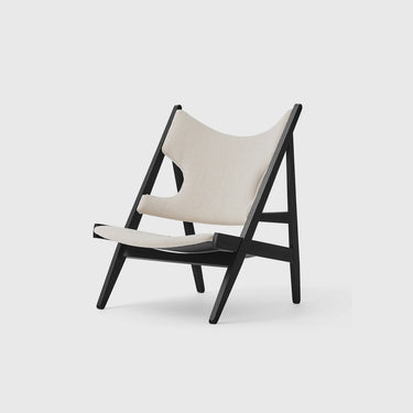 Audo Copenhagen - Knitting Lounge Chair - Black Oak with White Boucle shown in side view