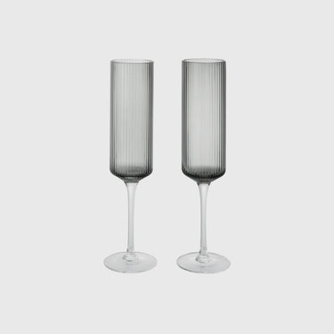 Ferm Living - Ripple Champagne Flutes (set of 2) - Smoked