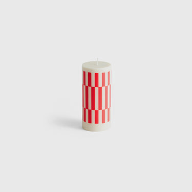 Hay - Column Candle Small - Off White & Red