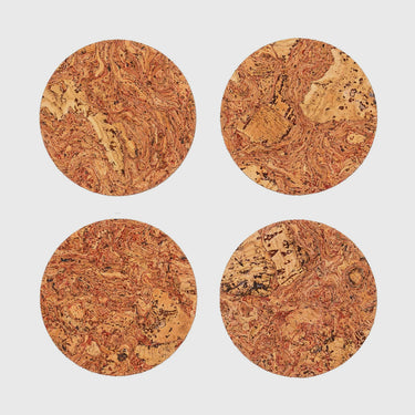 Yod & Co - Round Natural Cork Coasters (set of 4) - Red