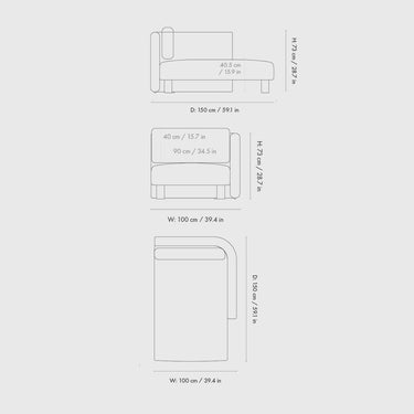 Ferm Living - Dase Sofa - Chaise Longue - Right Armrest