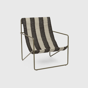 Ferm Living - Desert Lounge Chair - Off White & Chocolate - Cashmere / Black / Olive