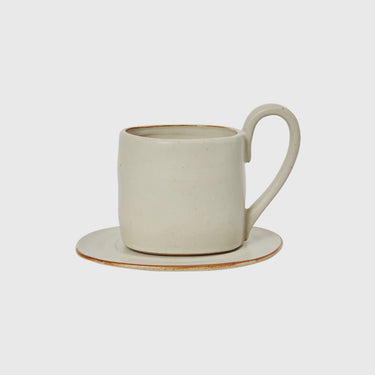 Ferm Living - Flow Mug and Saucer - Off-White Speckle