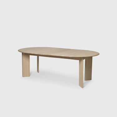 White Oiled Beech extendable table  on a light grey background.