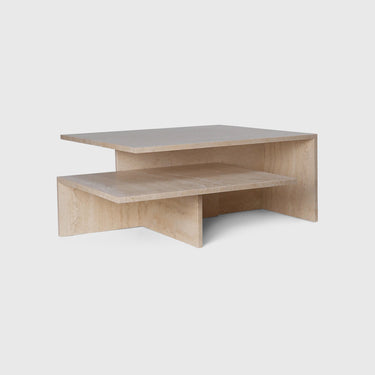 Travertine coffee table on a light grey background 