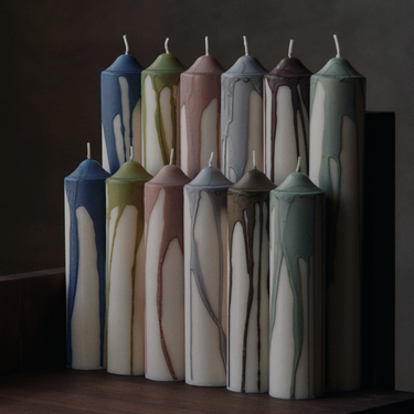 Ferm Living - Dryp Pillar Candle - H20 - Deep Blue