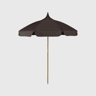 Brown patio umbrella on a white background