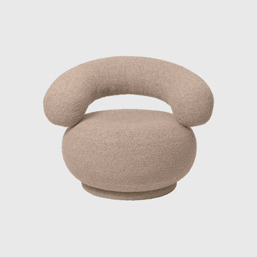 Beige textured stool on a light gray background