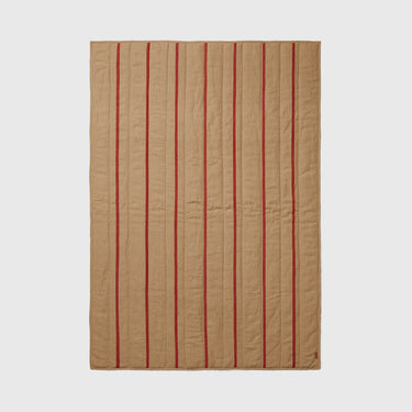Ferm Living - Grand Quilted Blanket - Camel / Red