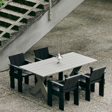 Hay - Crate Dining Table 180 cm Exterior image with crate dining chairs 