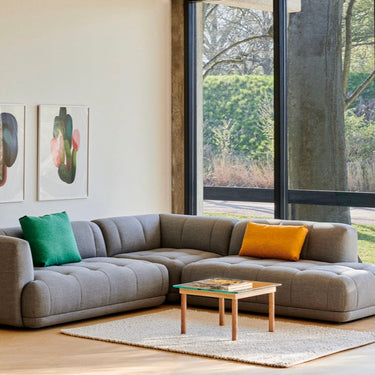 Hay - Kofi Table 60 x 60 - Oak & Reeded Glass quilton interior image