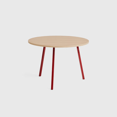 Hay - Loop Stand Round Table Ø105 maroon red and oak veneer