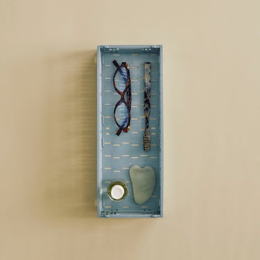 Hay - Mini Colour storage Crate for organising - Oblong - Dusty Blue - top view