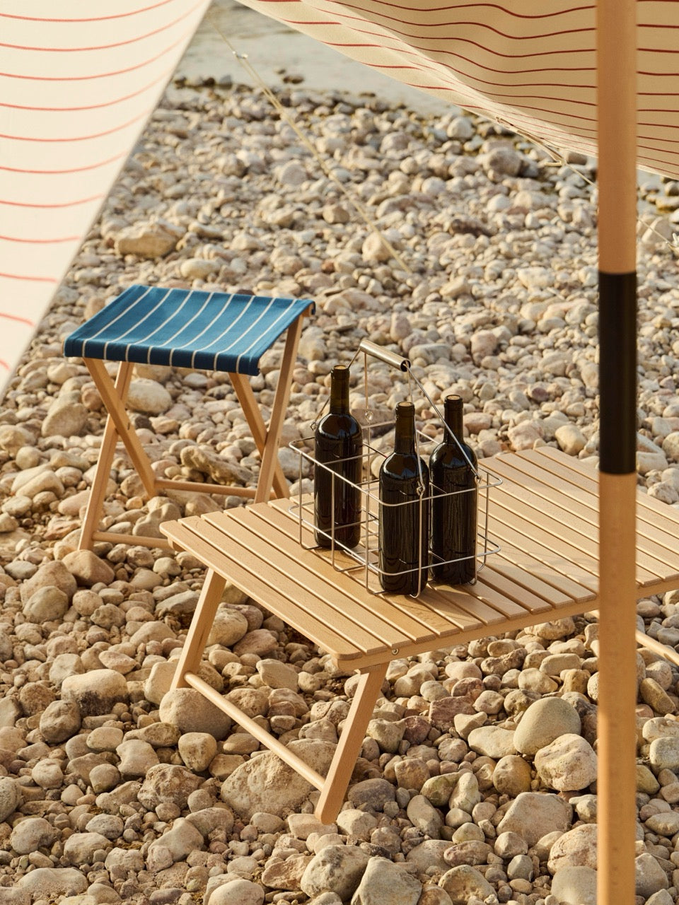 Hay - Outdoor Market Folding Stool - Blue with Beige Stripe – iyouall