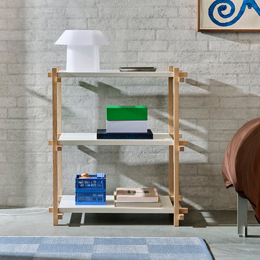 Hay - Woody Shelving 2.0 column low oak and almond white interior image