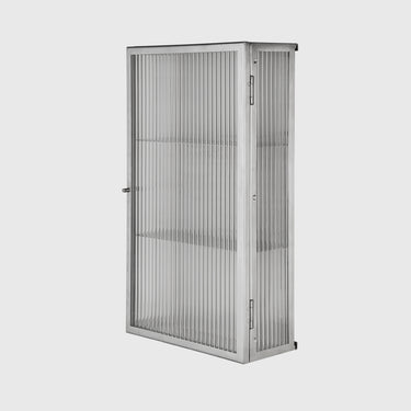 Ferm Living - Haze Wall Cabinet with Reeded Glass - Stainless Steel