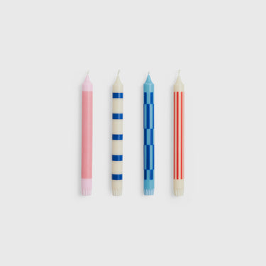 Hay - Pattern Candle (set of 4) - Pink, Red & Blue