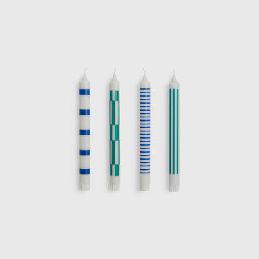 Hay - Pattern Candle (set of 4) - Light Grey, Blue & Green