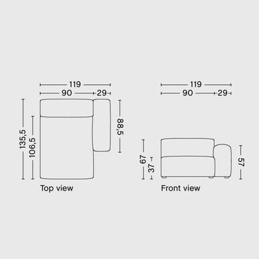 Hay - Mags Soft Low Module - Chaise Longue Right Armrest - IN STOCK