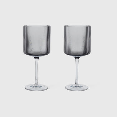 Ferm Living - Ripple Red Wine Glasses (set of 2) - Smoked Grey