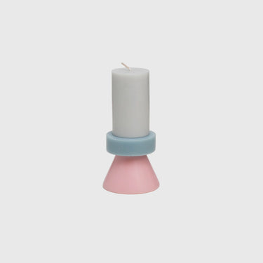 Yod & Co - Stack Candle Tall - Grey / Pastel Blue / Soft Pink