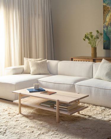The Conran Shop - Livello Middle Sofa Module shown as part of a 3 seater sofa in white fabric