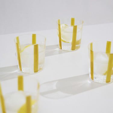 The Conran Shop - Nova Stripe Glasses 360ml ( Set of 4) - Mustard, shown set of 4