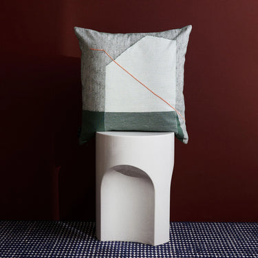 The Conran Shop - Wayline Cushion on white Doric Side Table and Juniper Rug  inBlue