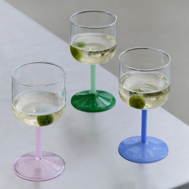 Hay - Tint Wine Glass (set of 2) - Clear & Jade Green