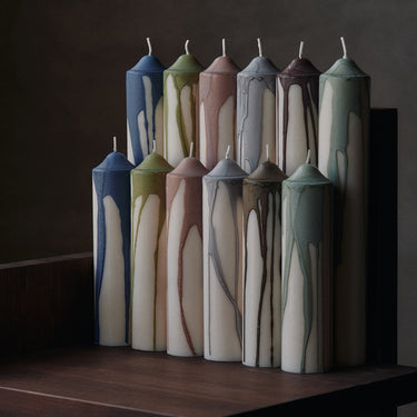 Ferm Living - Dryp Pillar Candles - Medium - Blue