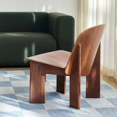 Hay - Check Rug - Blue - 140 x 200 cm - IN STOCK - available NOW. Shown with Chisel Lounge Chair in Walnut