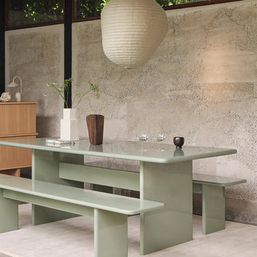 Ferm Living - Rink Bench 140cm Small - Green Tea / Eggshell