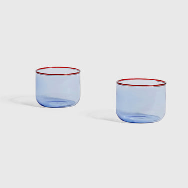 Hay - Tint Glasses - Light Blue with Red Rim - 200ml ( set of 2 )