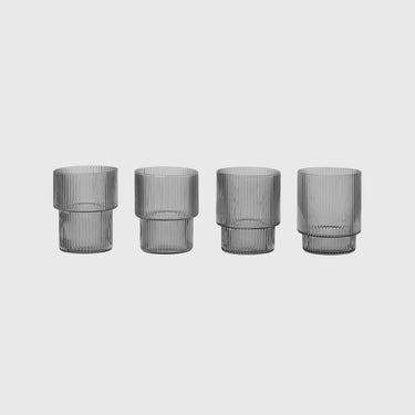 Ferm Living - Ripple Glass ( Set of 4 ) - Smoked Grey - Ferm Living - Kitchenware