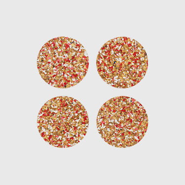 Yod & Co - Round Speckled Cork Coasters (Set of 4) - Red